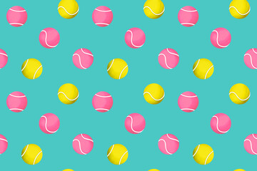 Bright seamless pattern with yellow and pink balls on the marrs green background. Game concept