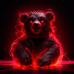 Wall Mural - A scary teddy bear on a red background. Generative AI