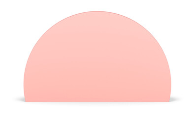 Pink half circle geometric shape isometric decor element 3d realistic illustration