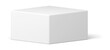 3d white cube podium square glossy modern geometric form minimal stand