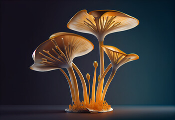 Aufkleber - Beautiful photo Maitake mushrooms concept, contemporary colors and mood social background. 
Generative AI technology.