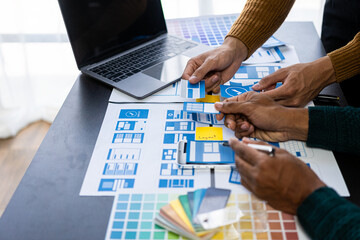 Wall Mural - brainstorming app ideas, creative web design planning and development templates for mobile projects 