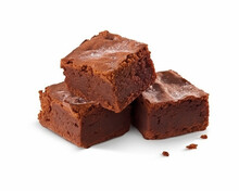 Mouthwatering Brownies On A White Background With A 5:4 Aspect Ratio, Generative AI

