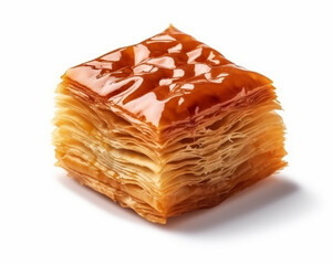 Sticker - Tempting baklava on a white background, Generative AI