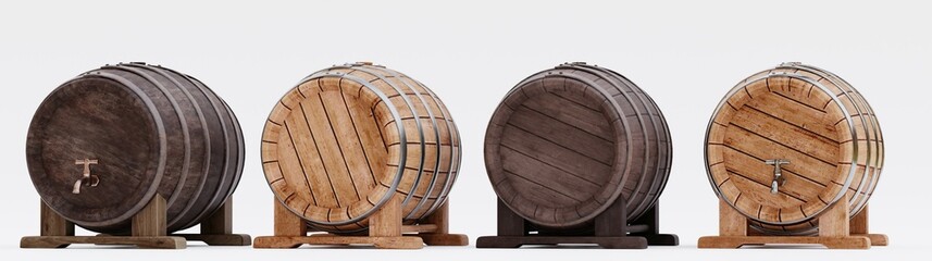 Realistic 3D Render of Wine Barrel