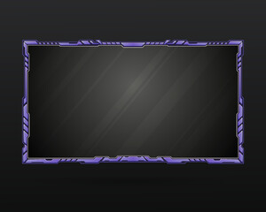 Wall Mural - abstract violet color live stream overlay webcam screen panel border frame for video broadcast