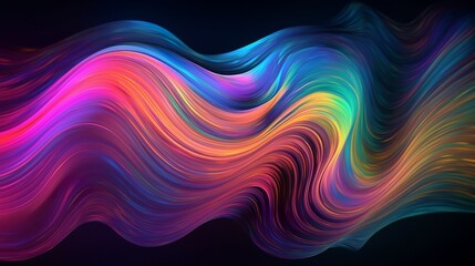 Wall Mural - Abstract fluid holographic neon curved wave in motion, Colorful background, 3D render, Generative AI
