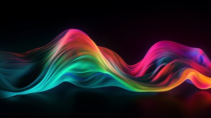 Wall Mural - Abstract fluid holographic neon curved wave in motion, Colorful background, 3D render, Generative AI