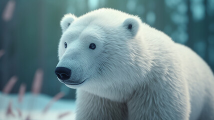 Wall Mural - A cute polar bear with white fur Generative AI 