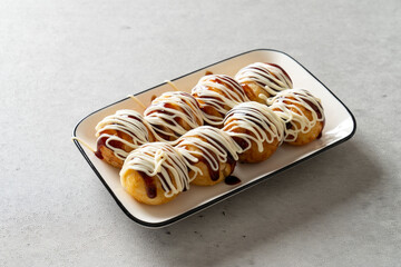 Wall Mural - Original Takoyaki Korean food dish meal spicy garlic flavor Cheddar Cheese Flavor