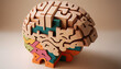© Poprock3d - wood puzzle in brain shape created with Generative AI technology
