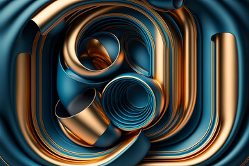 abstract blue metal pipe background created with Generative AI technology