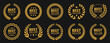 Best seller emblem with laurel wreath. Best seller award badges collection. Set of best seller label