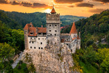 Bran Castle at sunset. The famous Dracula's castle in Transylvania, Romania
