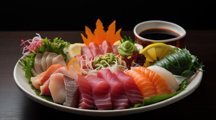 Poster - sashimi and sushi created with Generative AI technology