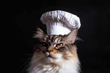 Wall Mural - cat wearing chef hat created with Generative AI technology