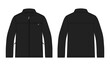 © ClothingArtStudio  - Long sleeve jacket with pocket and zipper technical fashion flat sketch vector illustration Black Color template front and back views. Fleece jersey sweatshirt jacket for men's and boys.