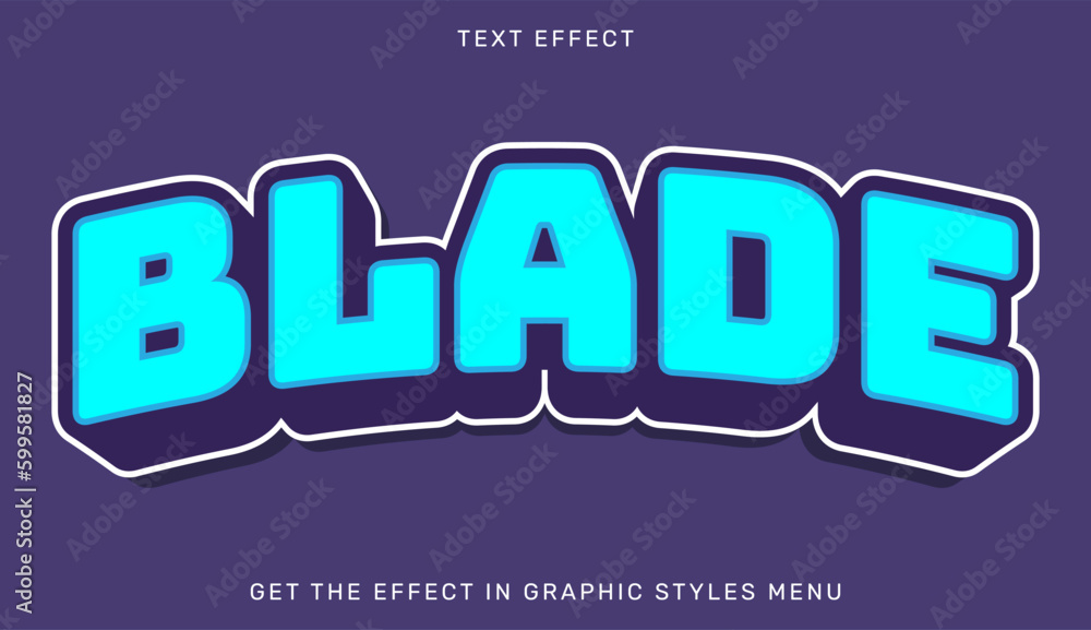 Editable blade text effect in 3d style Stock Vector | Adobe Stock