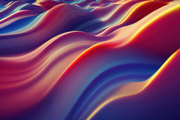 Wall Mural - Multicolored liquid wavy dynamic fluid abstract background. Undulating relief. Generative AI