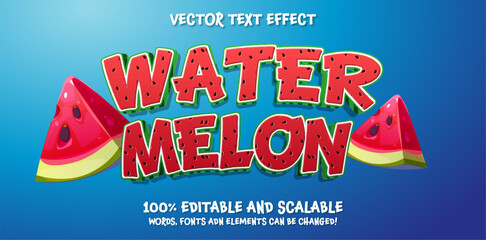 Wall Mural - watermelon text effect 100% editable vector eps