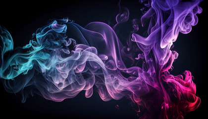 Wall Mural - Colorful smoke on black, Abstract colorful smoke wallpaper background, Generative AI