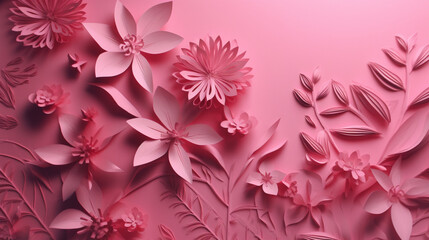 Sticker - Flower blossom pattern on pink background Generative AI 