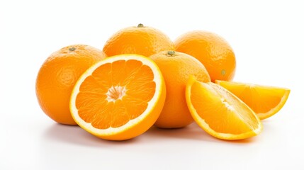 Wall Mural - Group of slices whole of fresh orange fruit. AI generated.
