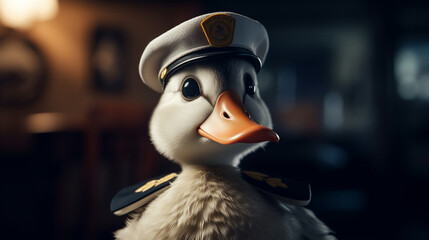 Sticker - Duck dressed as a sailor Generative AI 