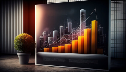 Wall Mural - business graph with bar, graph of business expansion, business growth graph, Generative AI