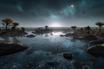 Wall Mural - space traveler, exploring the vastness of the universe and witnessing galaxies and nebulae up close,