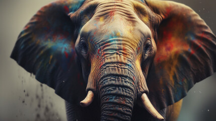 Sticker - Elephant in abstract watercolor Generative AI 