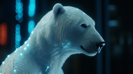 Canvas Print - Polar Bear in futuristic clothing Generative AI 