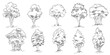 © The Little Hut - Set of hand drawn architect trees. Tree Sketch Architectural illustration landscape