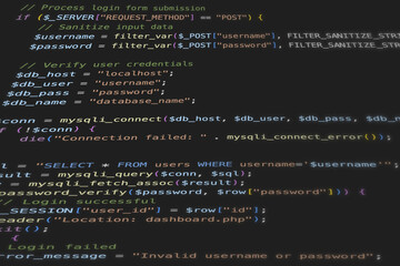 programming software source code. screenshot of a computer screen.