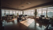 © Gasspoll - Spacious, well-lit, empty office with comfy interiors. AI Generative
