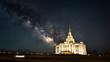 Nighttime Milky Way behind an LDS Temple