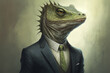 Lizard man government person, conspiracy theory concept. Generative AI
