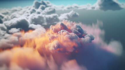 Poster - landscape with clouds Generative AI 