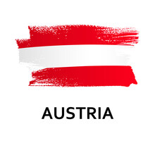 National Symbols - Flag Of Austria Isolated On White Background. Hand-drawn Illustration. Flat Style. Red And White Bicolour Flag.
