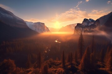 Wall Mural - sunrise in the yosemite