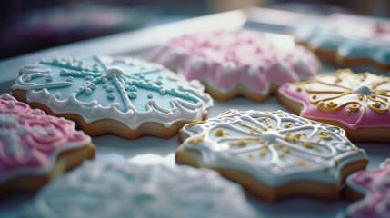 Poster - Icing-decorated sugar cookies Generative AI 