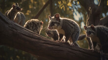  A Group Of Possums Scurrying Along The Branches Generative AI 