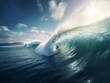 © PixelHub - a person riding a wave on top of a surfboard