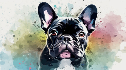 Wall Mural - Cartoon-style dog watercolor Generative AI 