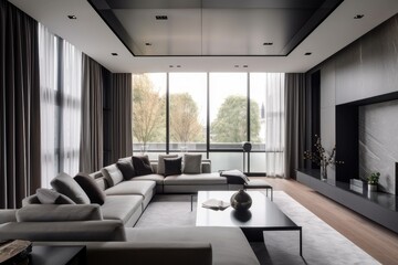 Poster - minimalist home with sleek and modern furnishings, neutral colors, and clean lines, created with generative ai