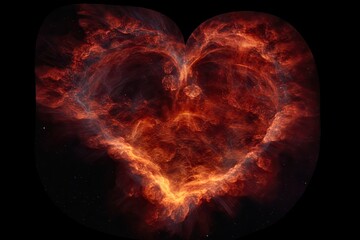 Wall Mural - heart-shaped nebula with intricate filaments of light and dark, created with generative ai