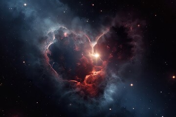 Wall Mural - heart-shaped nebula with twinkling stars shining in the darkness of space, created with generative a