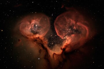 Wall Mural - heart shaped nebula, with heart-shaped galaxies in the background, created with generative ai