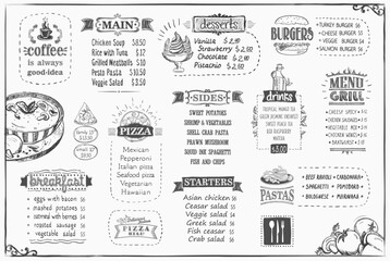 Canvas Print - Vector menu board design template for cafe or restaurant