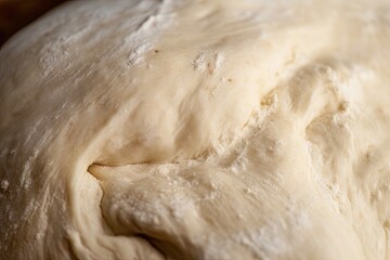 Poster - close-up of pizza dough, showing off its yeasty flavor and texture, created with generative ai